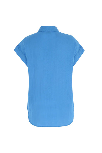 The Shirt - The Short Sleeve Boyfriend Shirt In Gauze - Turquoise