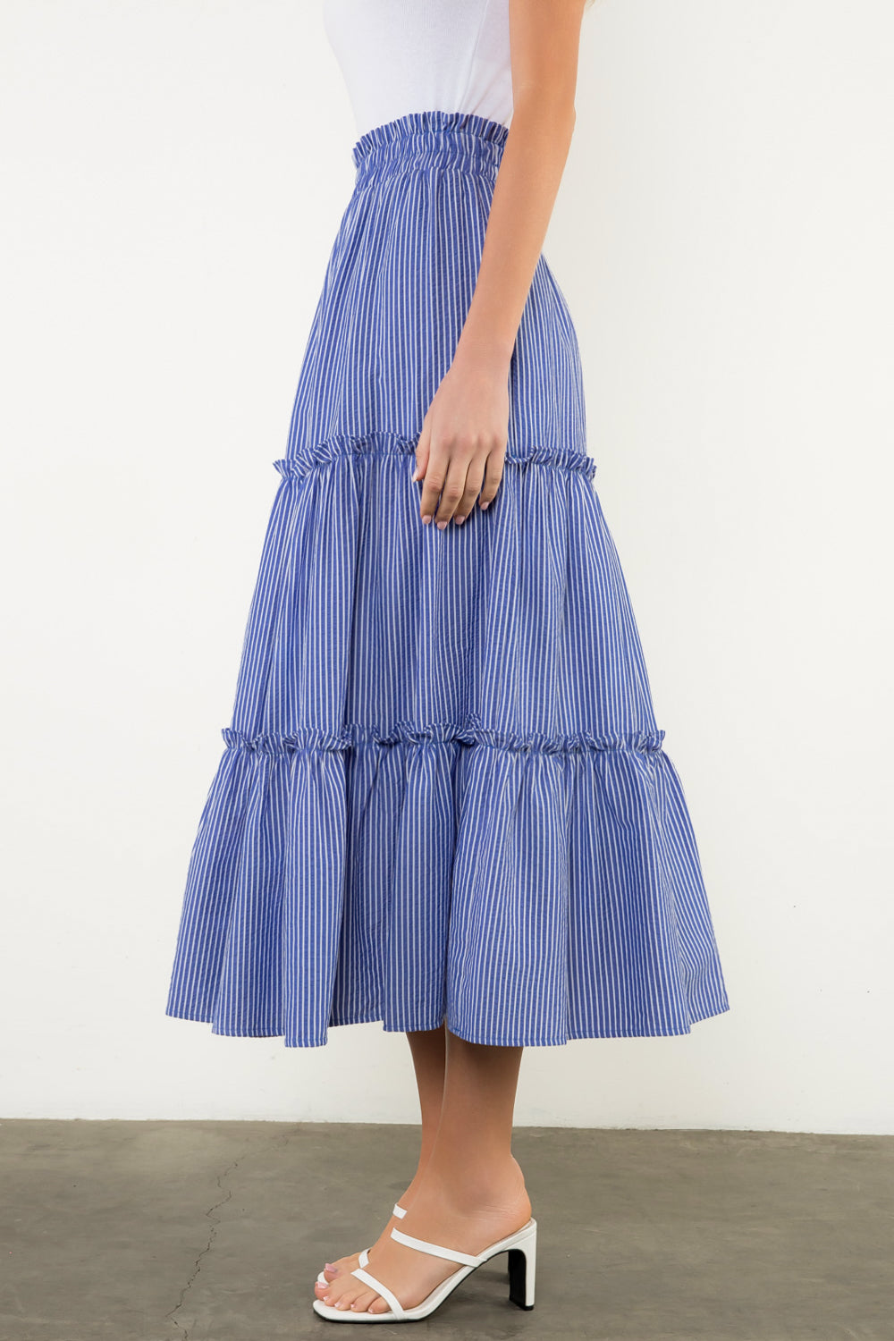 Long Striped Skirt - Blue