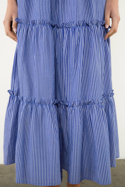 Long Striped Skirt - Blue