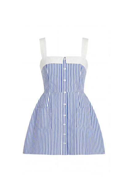 Mindy Dress in Bayhaven Stripe - Blue Ivory