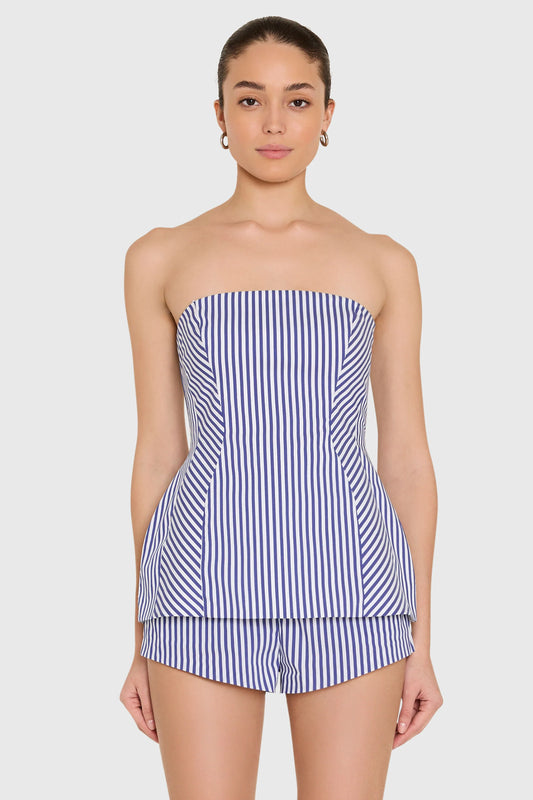 Linda Top in Bayhaven Stripe - Blue Ivory