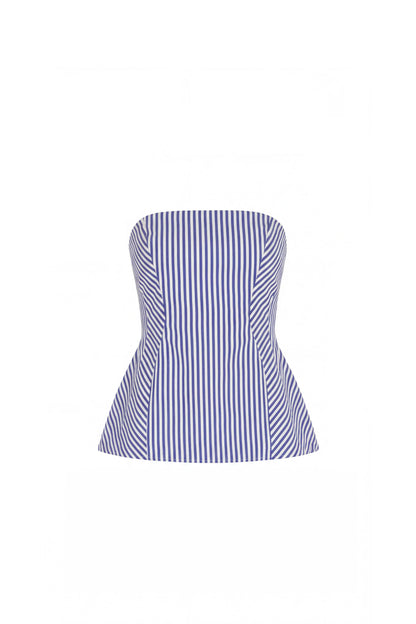 Linda Top in Bayhaven Stripe - Blue Ivory