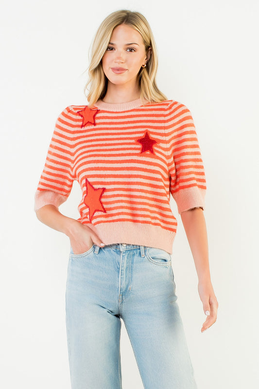 Star Knit Top - Orange