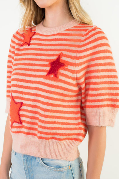 Star Knit Top - Orange