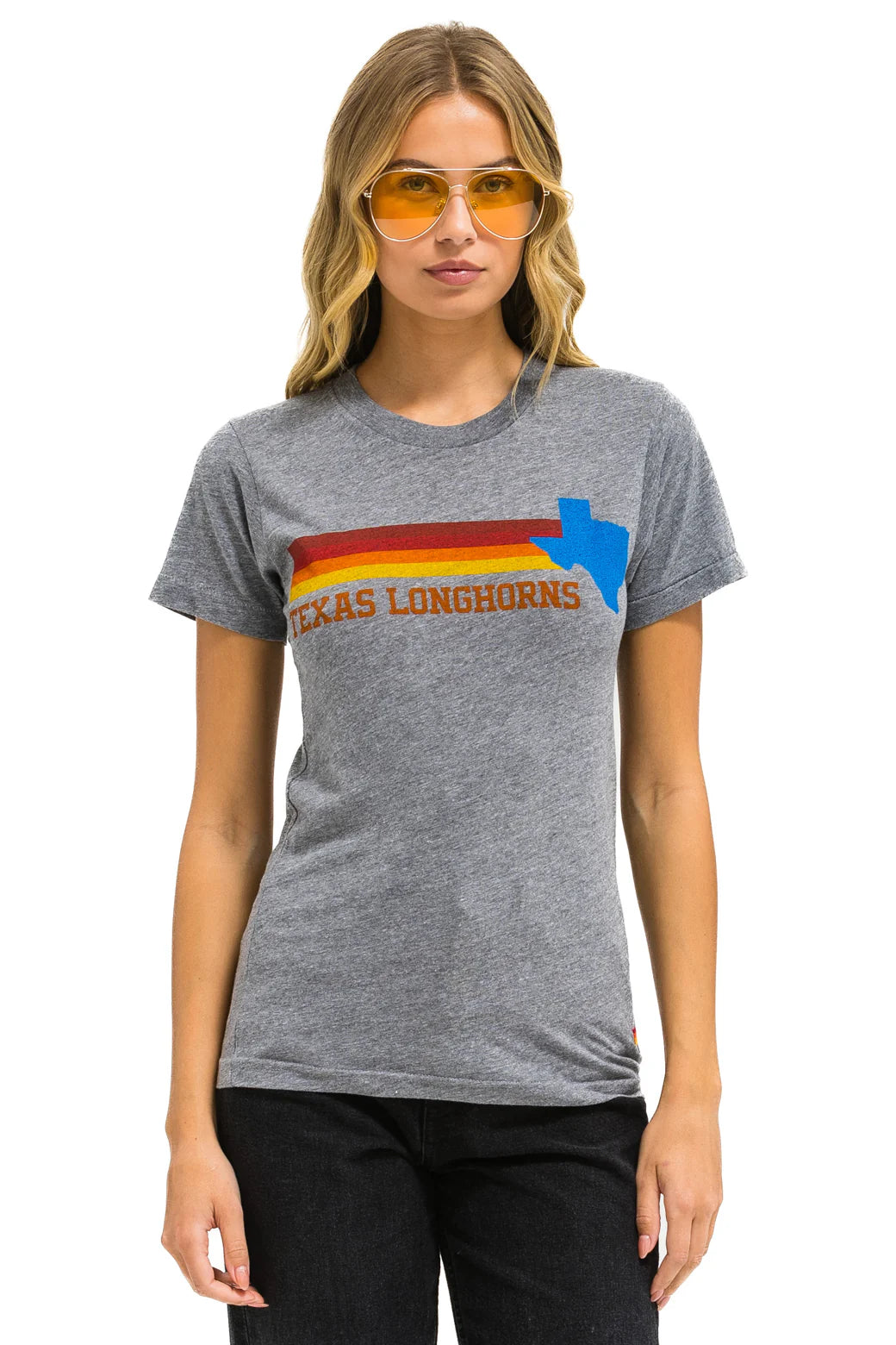 Aviator Nation - University of Texas State Logo Crew Tee Shirt - Heather