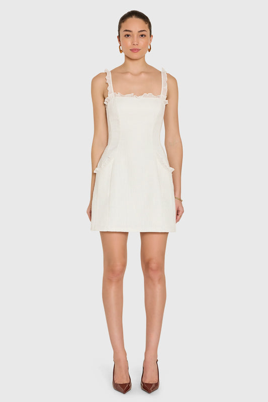 Andreina Dress in Camellia Tweed - Ivory