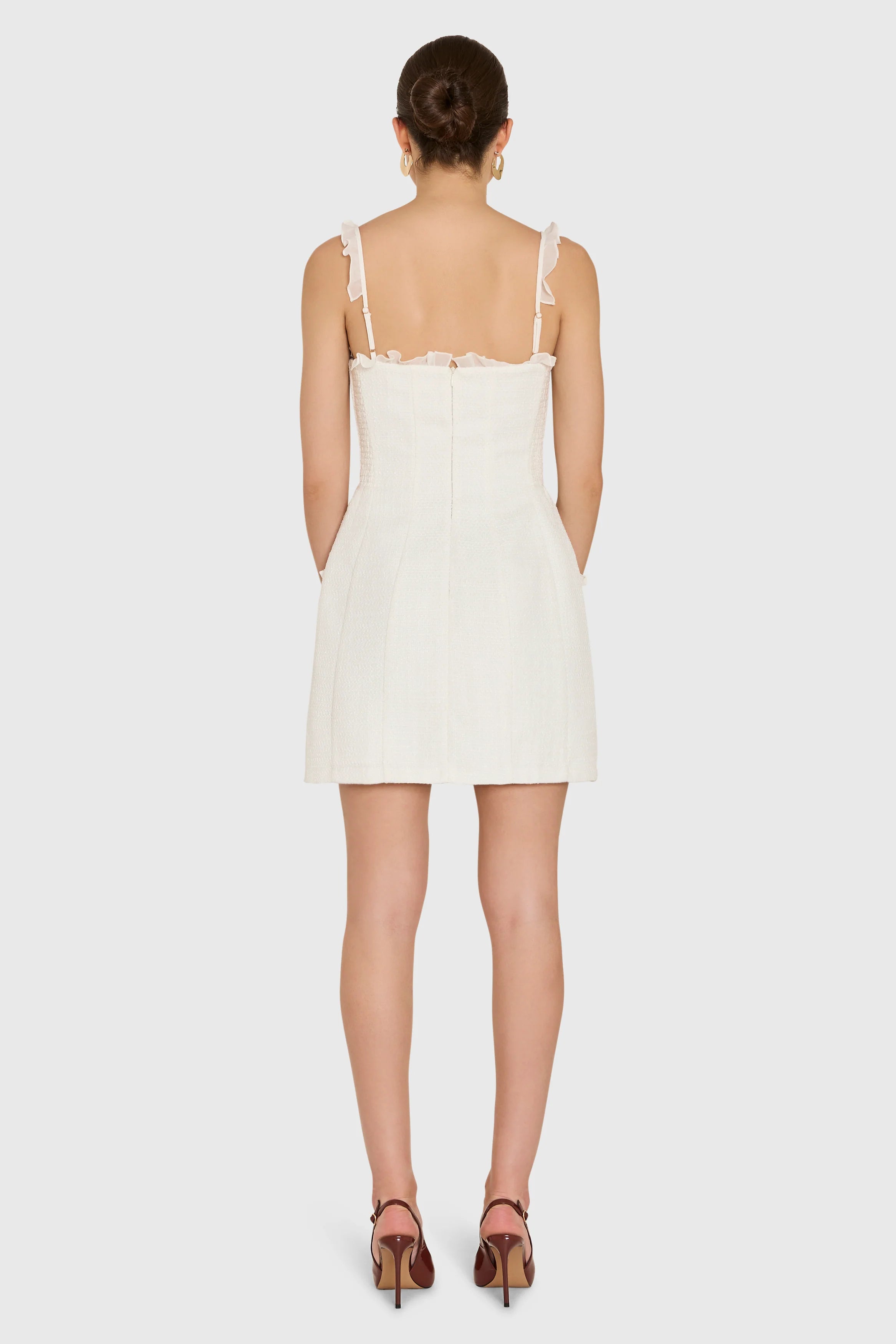 Andreina Dress in Camellia Tweed - Ivory