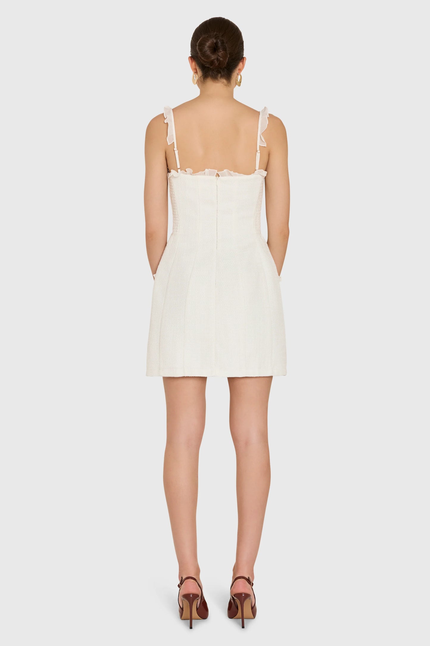 Andreina Dress in Camellia Tweed - Ivory