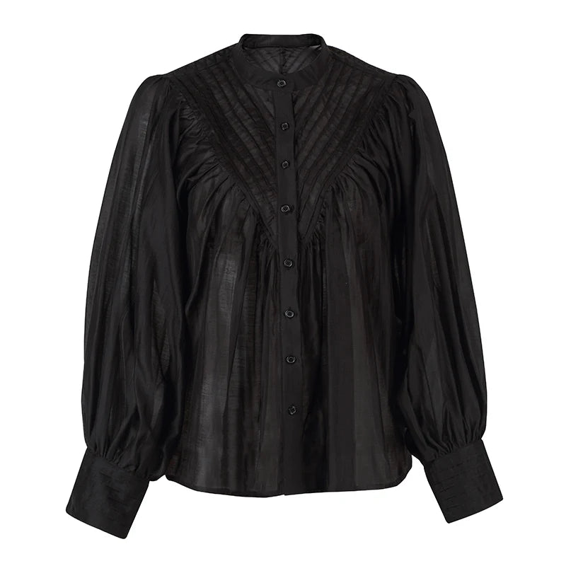 The Shiv Ruffled Shirt in Black
