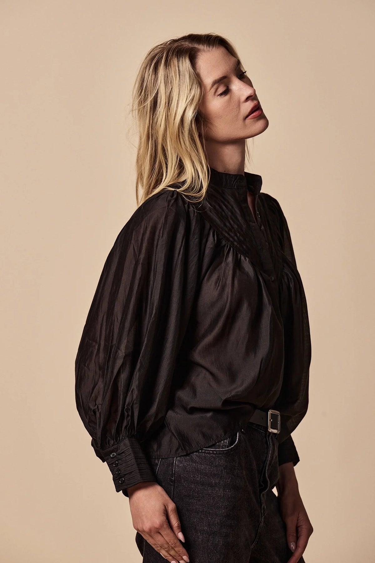 The Shiv Ruffled Shirt in Black