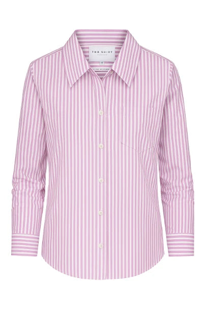 The Boyfriend Shirt - Lilac/White Stripe