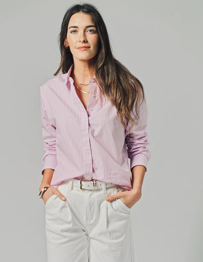 The Boyfriend Shirt - Lilac/White Stripe