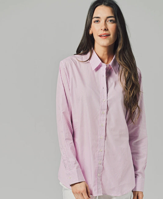 The Boyfriend Shirt - Lilac/White Stripe
