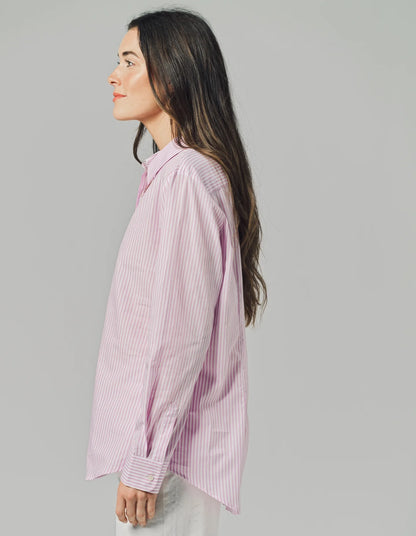 The Boyfriend Shirt - Lilac/White Stripe