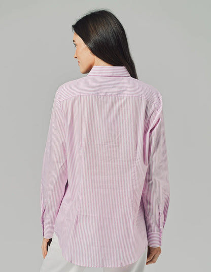 The Boyfriend Shirt - Lilac/White Stripe