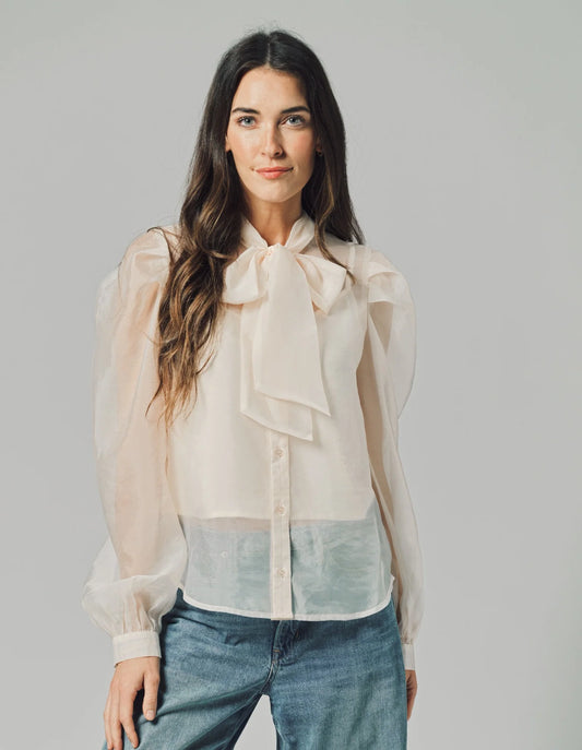 The Long Sleeve French Bow Shirt - Ivory