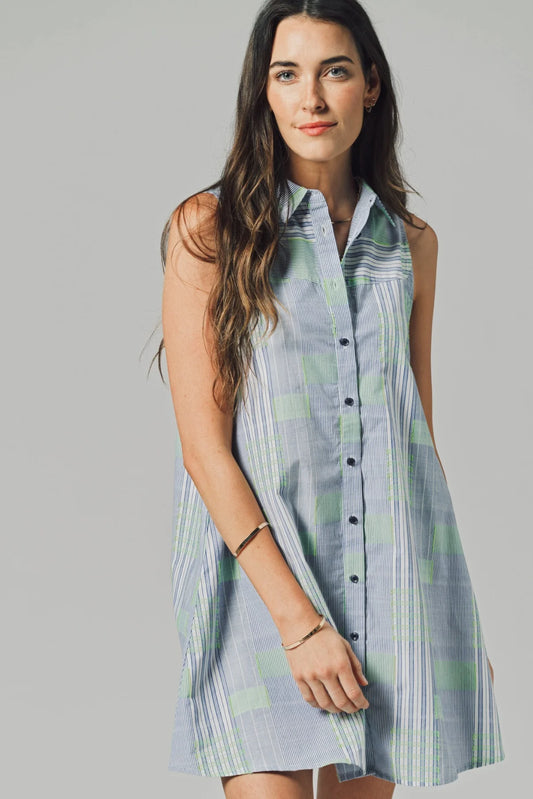 The Sleeveless Raya Dress - Fluorescent Block