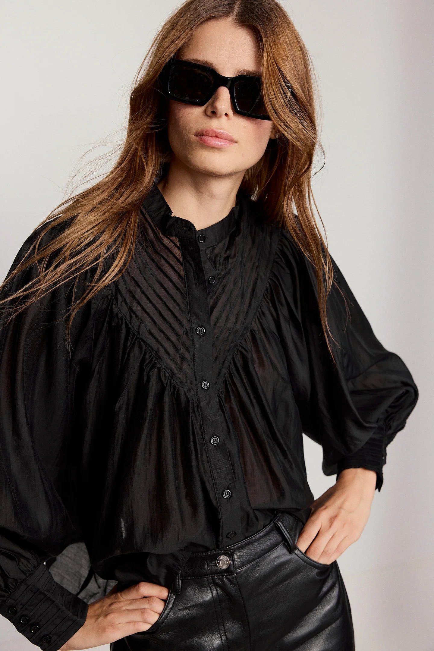 The Shiv Ruffled Shirt in Black