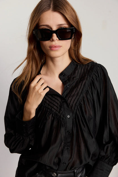The Shiv Ruffled Shirt in Black