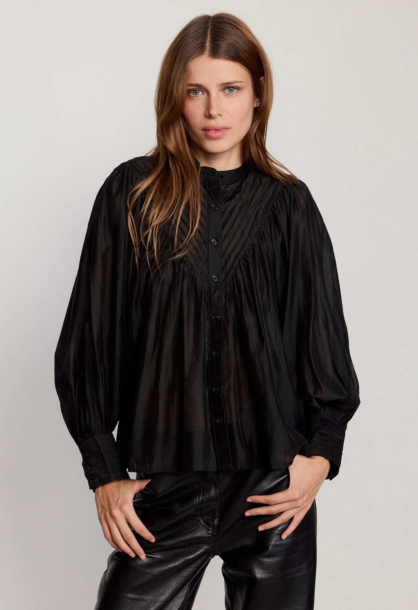 The Shiv Ruffled Shirt in Black