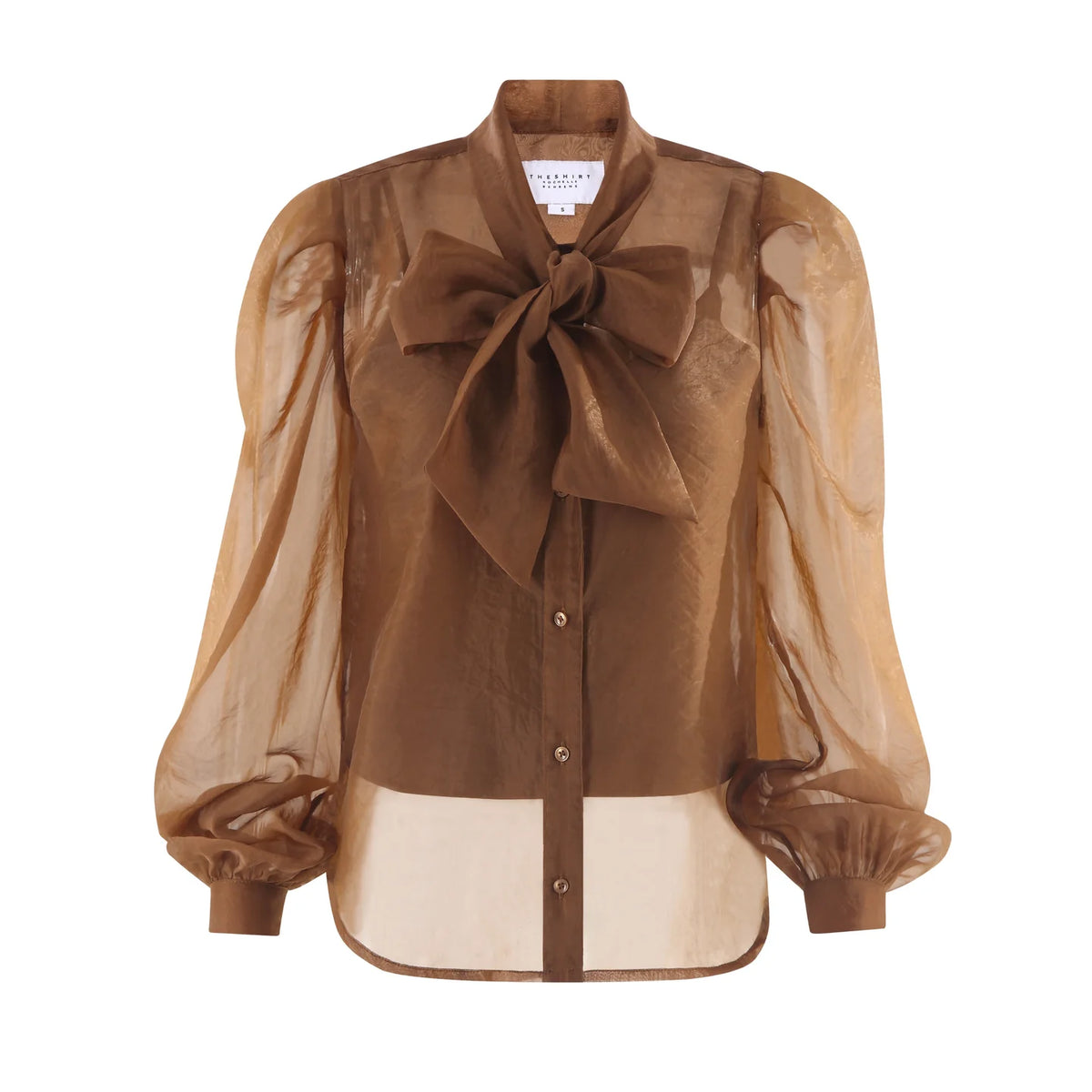 The Long Sleeve French Bow Shirt in Caramel