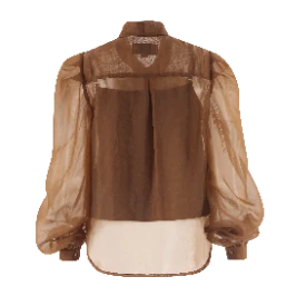 The Long Sleeve French Bow Shirt in Caramel