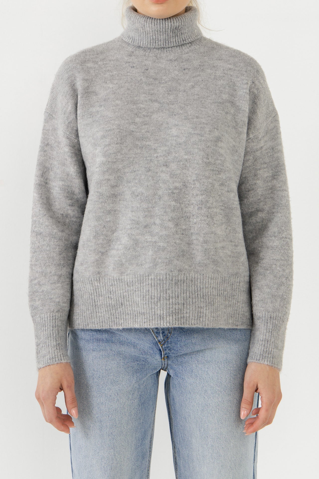 English Factory - Turtleneck Long Sleeve Sweater - Grey