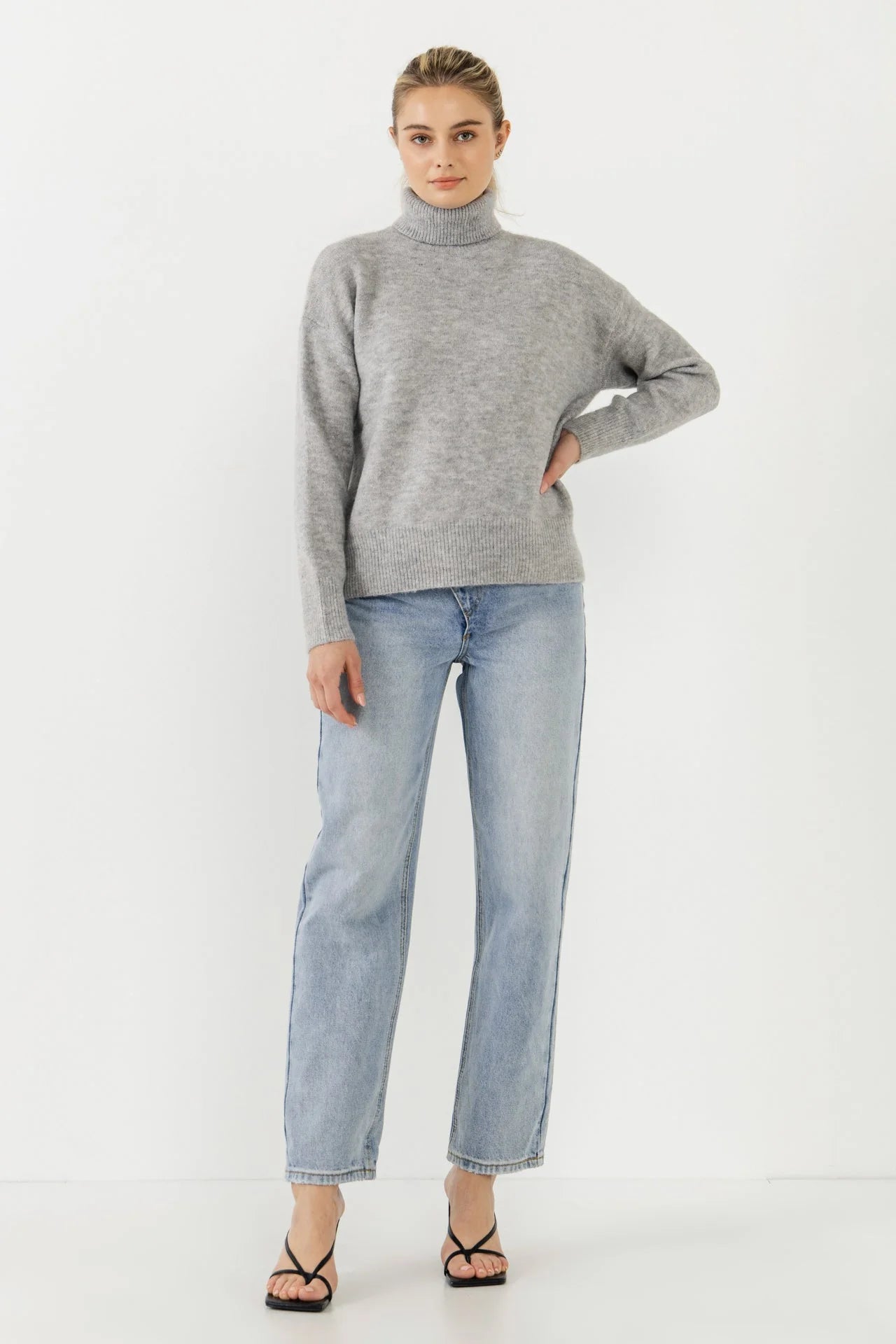 English Factory - Turtleneck Long Sleeve Sweater - Grey