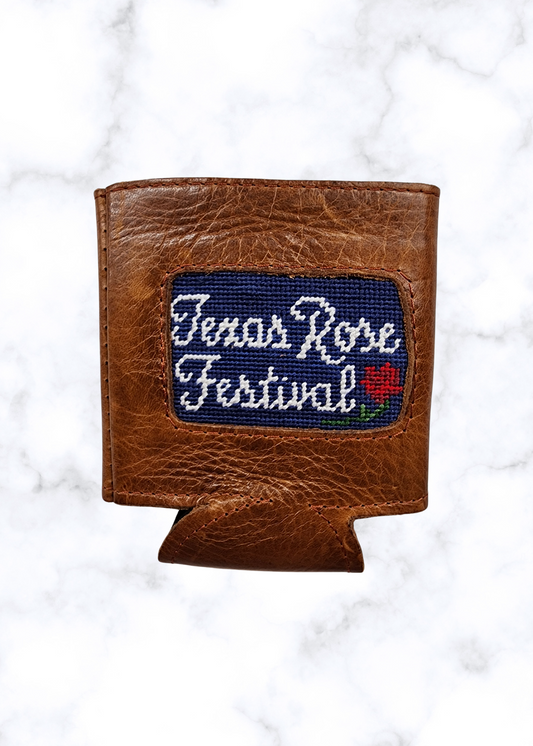 Texas Rose Festival Needlepoint Can Cooler