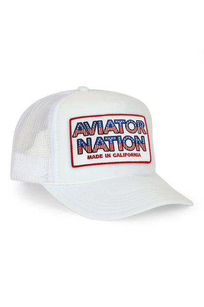 Aviator Nation - USA Patriotic Vintage Trucker Hat - White