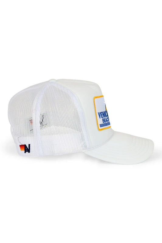 Venice Beach Vintage Trucker Hat - White