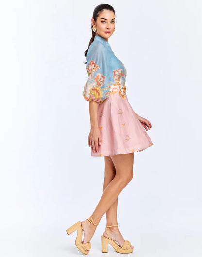 Mestiza - Valencia Mini Dress - Blue/Pink