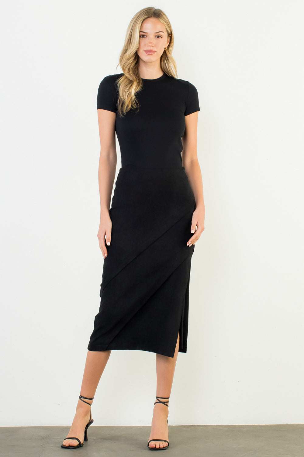 Long Suede Skirt - Black