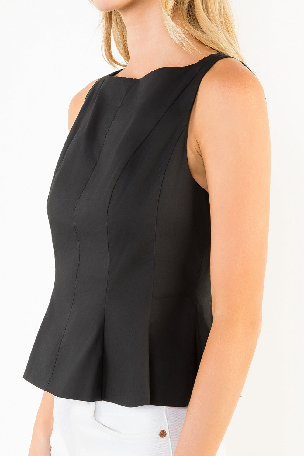 Sleeveless Peplum Top - Black