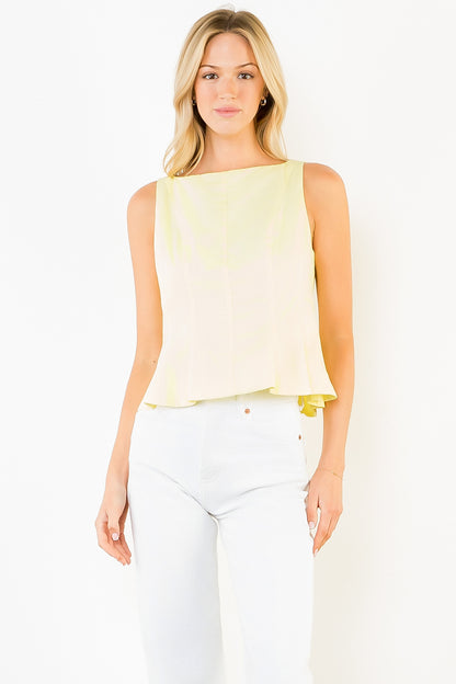 Sleeveless Peplum Top - Yellow