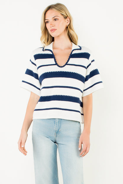 Striped Knit Top - White