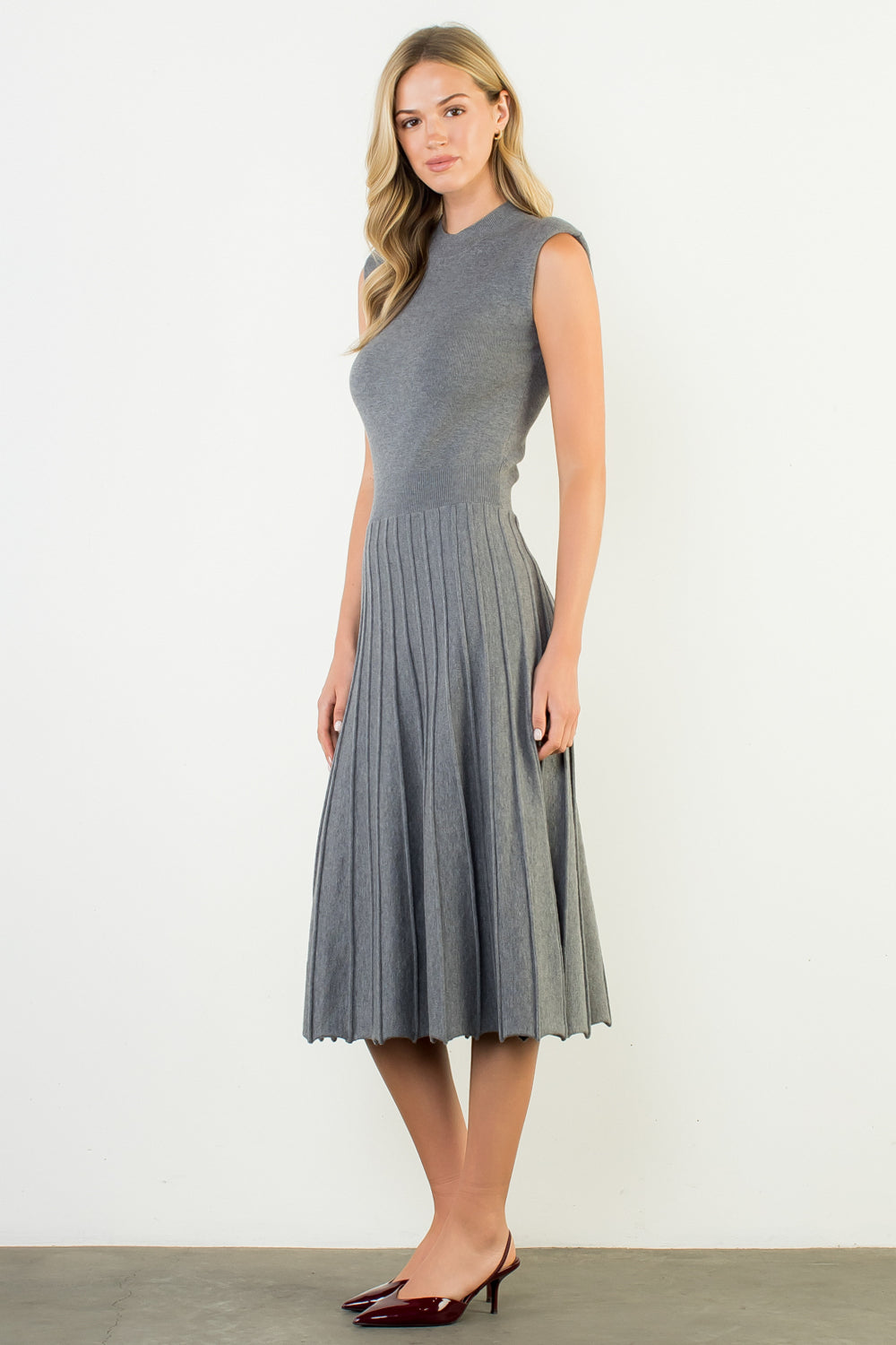 Sleeveless Knit Maxi Dress - Heather Grey