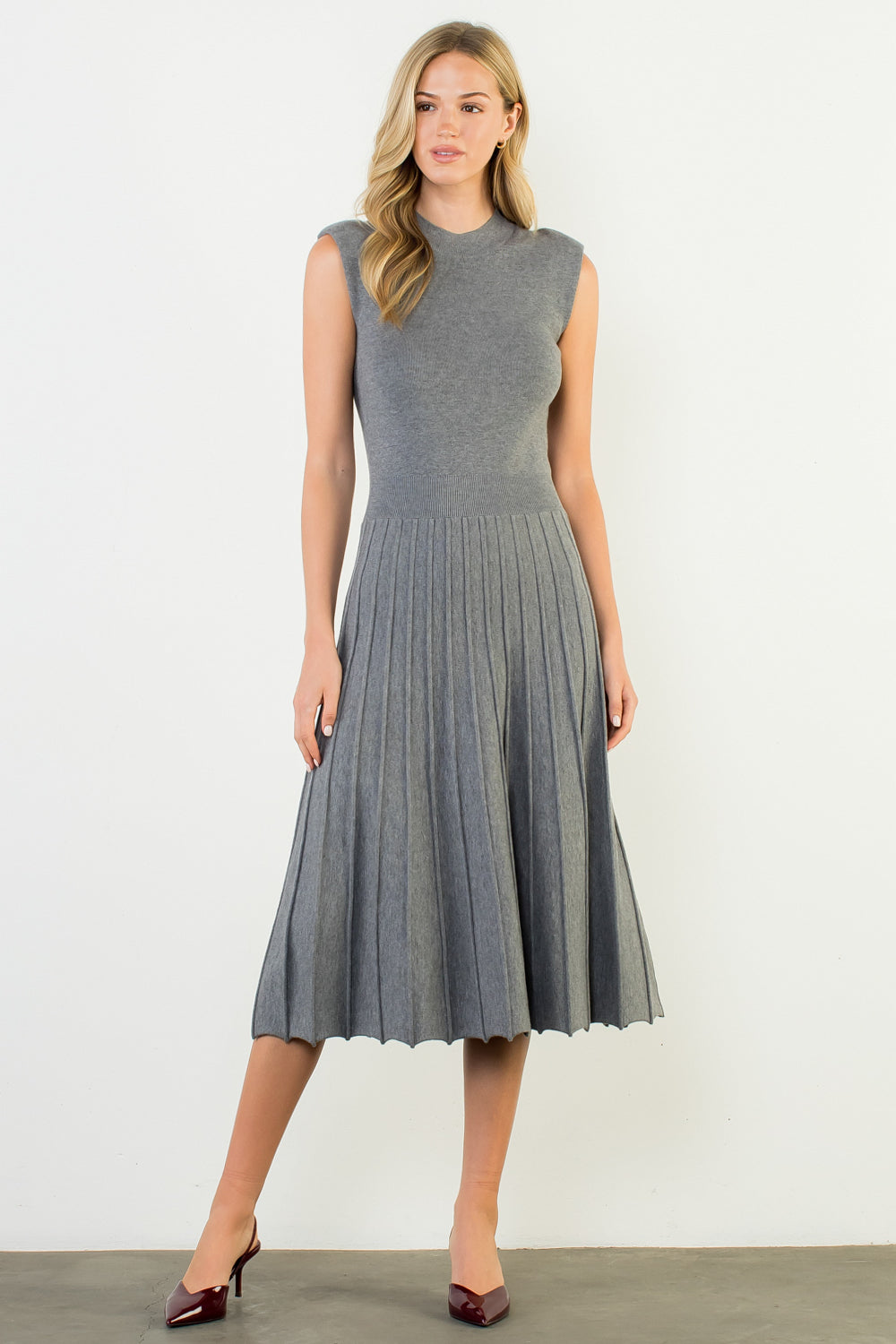 Sleeveless Knit Maxi Dress - Heather Grey