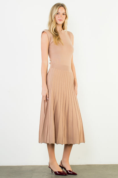 Sleeveless Knit Maxi Dress - Beige