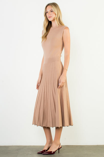Sleeveless Knit Maxi Dress - Beige