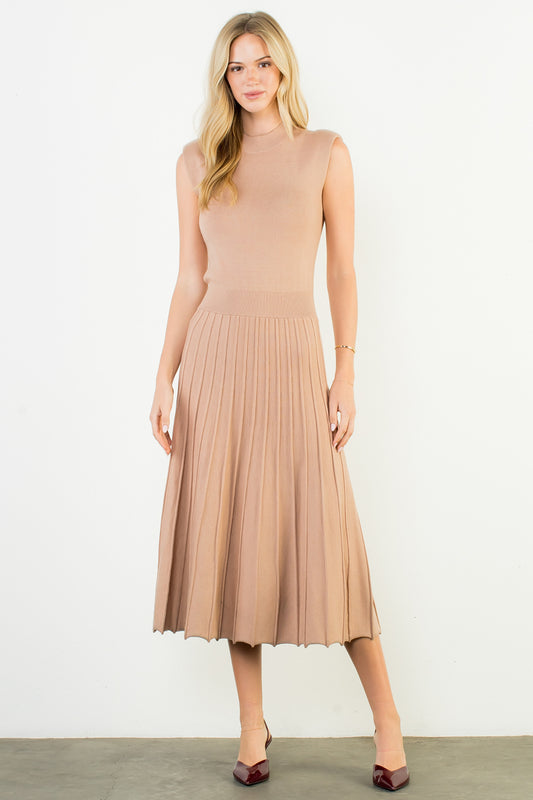 Sleeveless Knit Maxi Dress - Beige