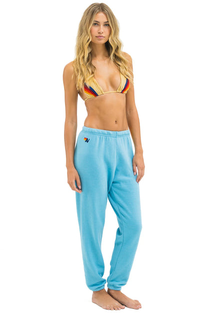 5 Stripe Sweatpants - Aqua // White Neon