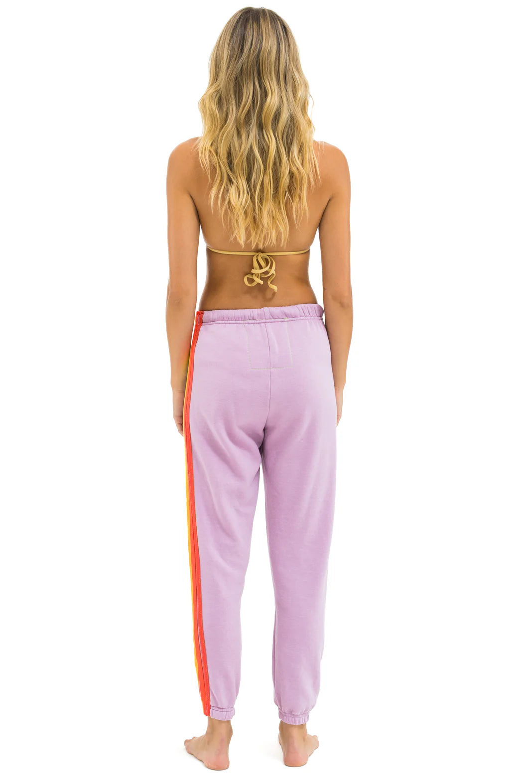 5 Stripe Sweatpants - Mauve // White Neon