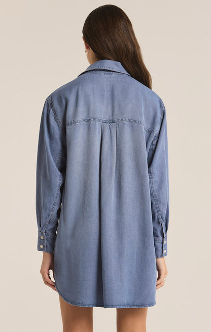 Z SUPPLY - Dover Chambray Mini Dress - Sun Bleached Indigo