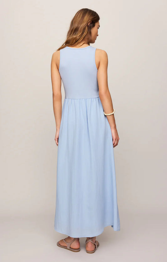 Charlotte Rib Midi Dress - Blue Light