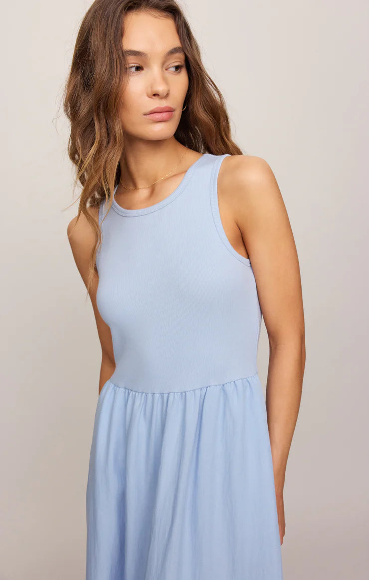Charlotte Rib Midi Dress - Blue Light