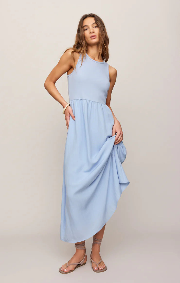 Charlotte Rib Midi Dress - Blue Light