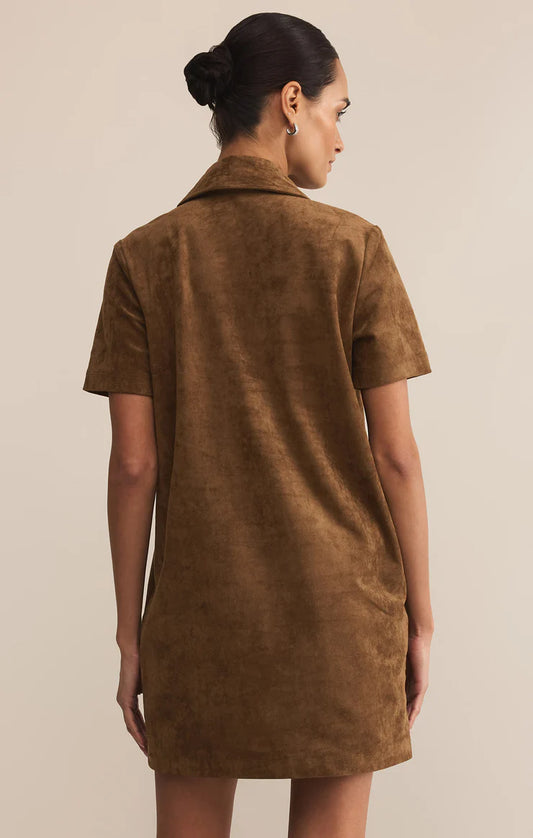 Kellie Faux Suede Mini Dress - Coconut