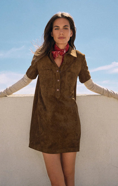 Kellie Faux Suede Mini Dress - Coconut