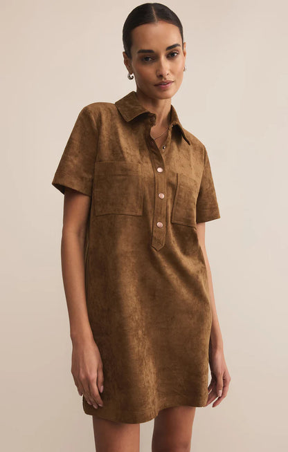 Kellie Faux Suede Mini Dress - Coconut
